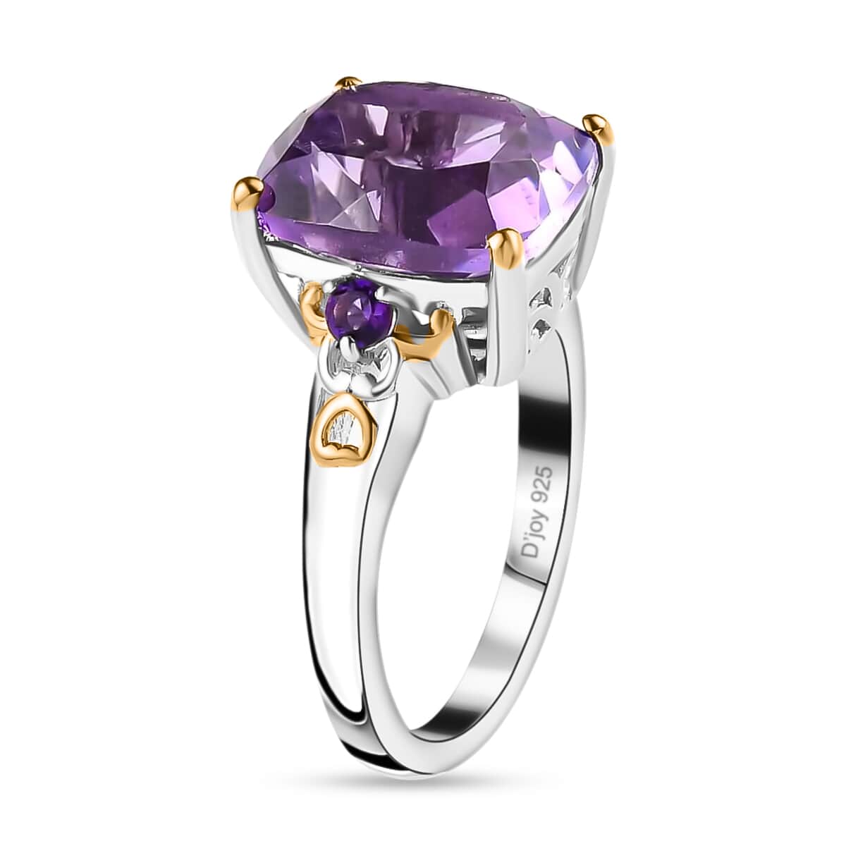 TLV African Amethyst Ring (Size 5.0) and Pendant Necklace (20 Inches) in Vermeil YG and Platinum Over Sterling Silver 11.25 ctw image number 4