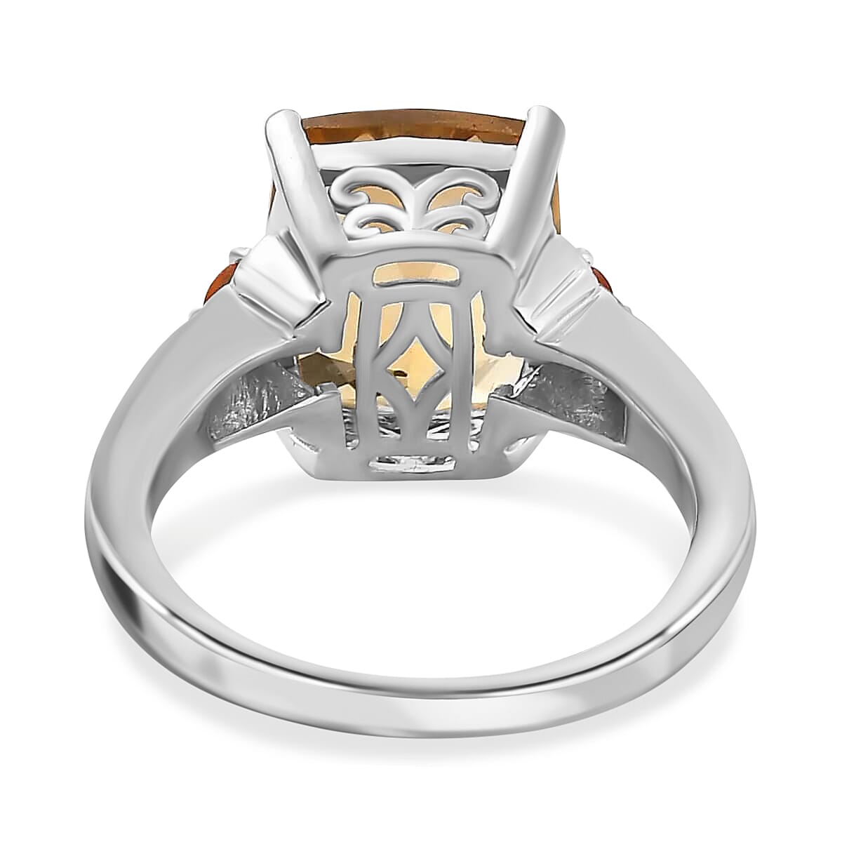 Brazilian Citrine Jewelry Set, Jalisco Fire Opal Accent Jewelry Set, Set of Citrine Ring and Citrine Pendant Necklace, 20 Inch Necklace, Vermeil YG and Platinum Over Sterling Silver Jewelry Set 11.40 ctw image number 4