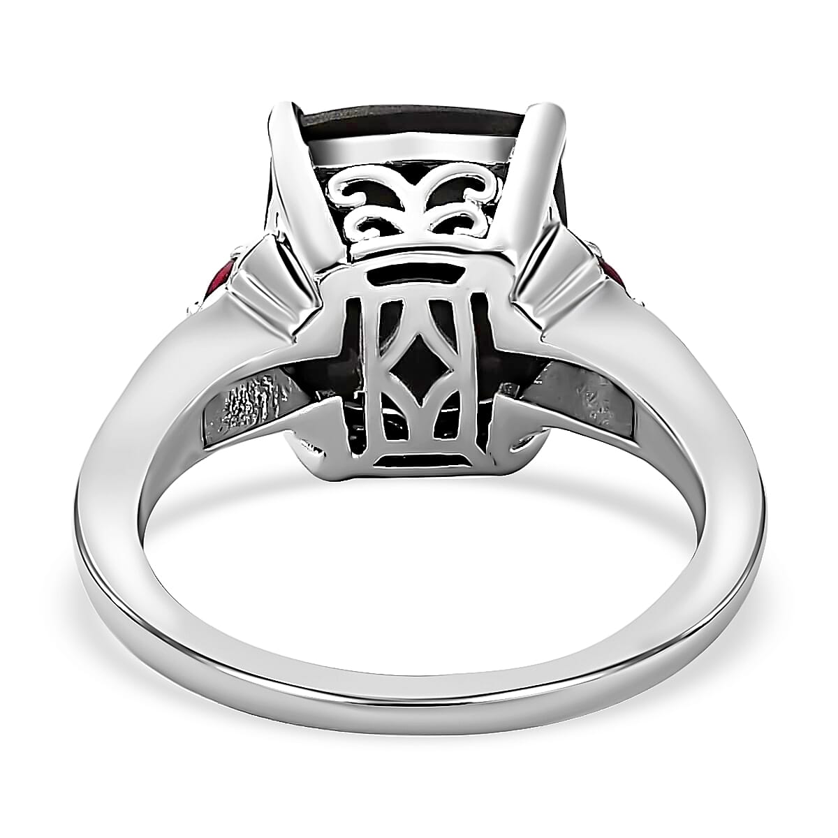 Black Tourmaline Jewelry Set, Orissa Rhodolite Garnet Accent Jewelry Set, Set of Tourmaline Ring and Tourmaline Pendant Necklace, 20 Inch Necklace, Vermeil YG and Platinum Over Sterling Silver Jewelry Set 12.35 ctw image number 4