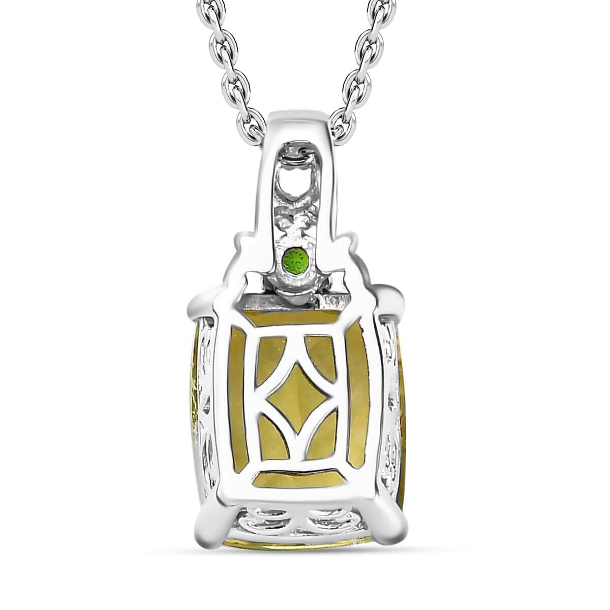 Ouro Verde Quartz and Chrome Diopside 11.25 ctw Accent Jewelry Set, Set of Quart Ring (Size 9.00) and Quartz Pendant Necklace, 20 Inch Necklace, Vermeil YG and Platinum Over Sterling Silver Jewelry Set image number 5
