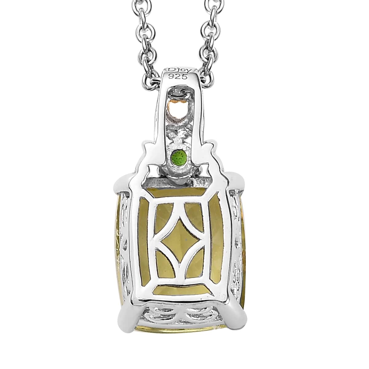 Ouro Verde Quartz and Chrome Diopside 11.25 ctw Accent Jewelry Set, Set of Quart Ring (Size 9.00) and Quartz Pendant Necklace, 20 Inch Necklace, Vermeil YG and Platinum Over Sterling Silver Jewelry Set image number 8