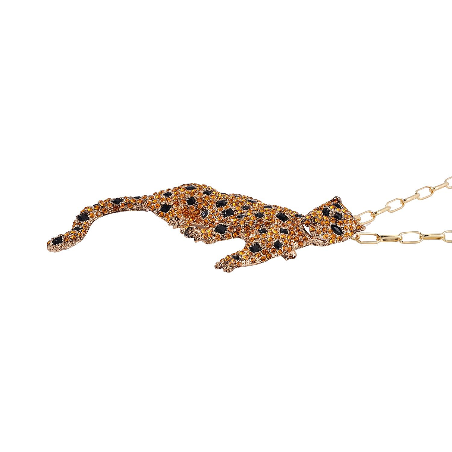 Buy Black and Champagne Austrian Crystal Leopard Brooch Or Pendant
