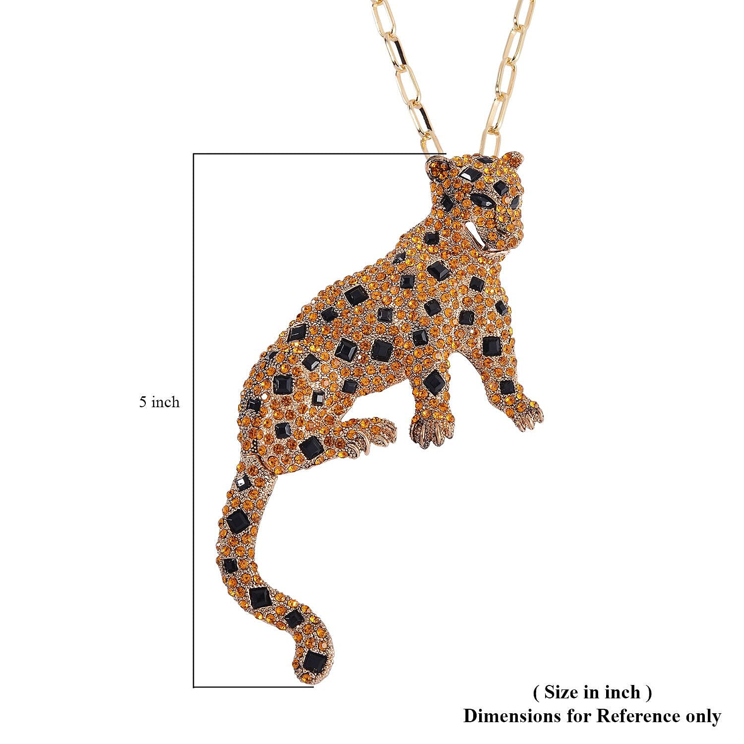 Buy Black and Champagne Austrian Crystal Leopard Brooch Or Pendant