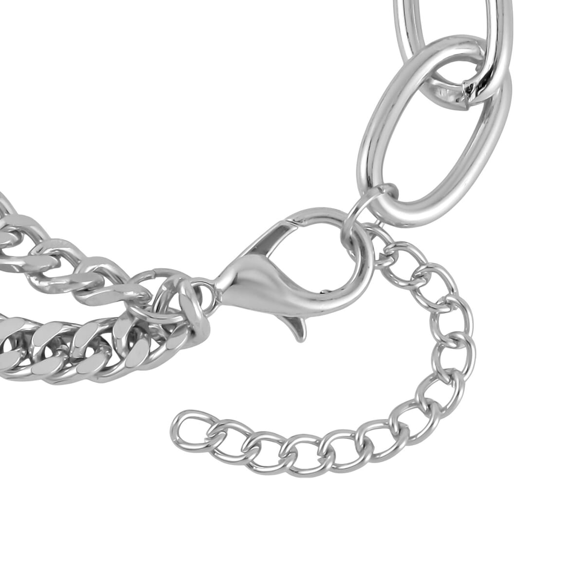 White Austrian Crystal Cross Necklace 20 Inches and Bracelet (8.50-9.00In) and Earrings in Silvertone image number 5