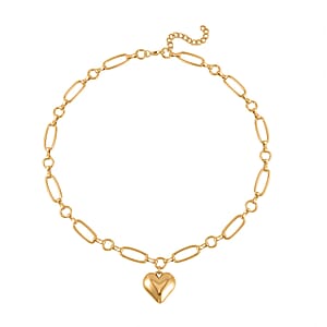 Doorbuster Heart Necklace 20-22 Inches and Earrings and Bracelet (7.50-9.50In) in Goldtone