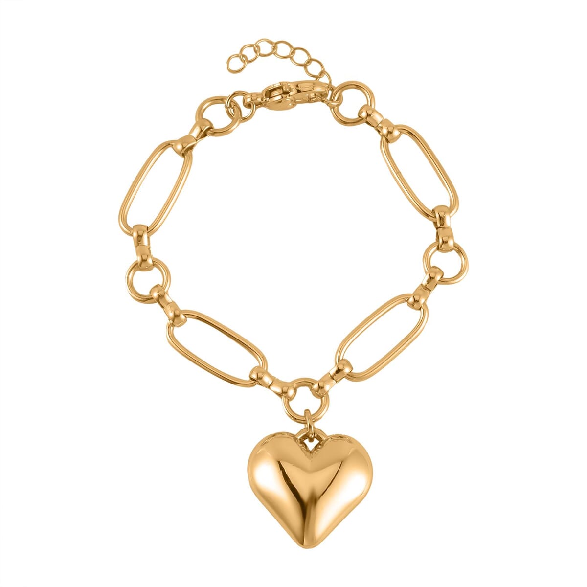 Heart Necklace 20-22 Inches and Earrings and Bracelet (7.50-9.50In) in Goldtone image number 4