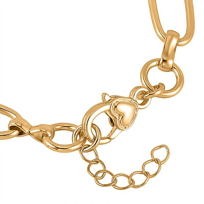 Heart Necklace 20-22 Inches and Earrings and Bracelet (7.50-9.50In) in Goldtone