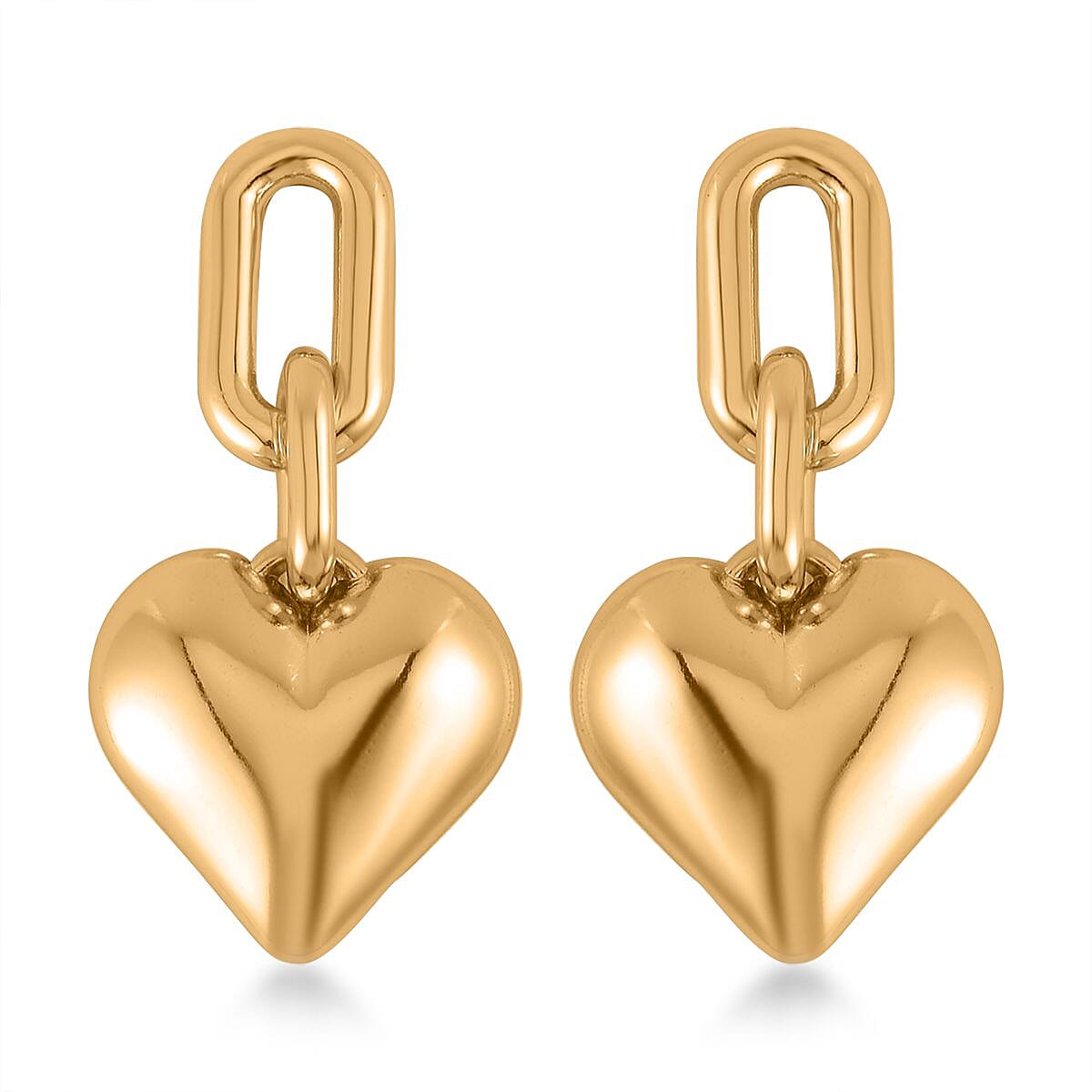 Heart Necklace 20-22 Inches and Earrings and Bracelet (7.50-9.50In) in Goldtone