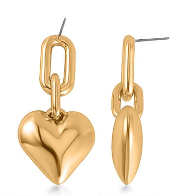 Heart Necklace 20-22 Inches and Earrings and Bracelet (7.50-9.50In) in Goldtone