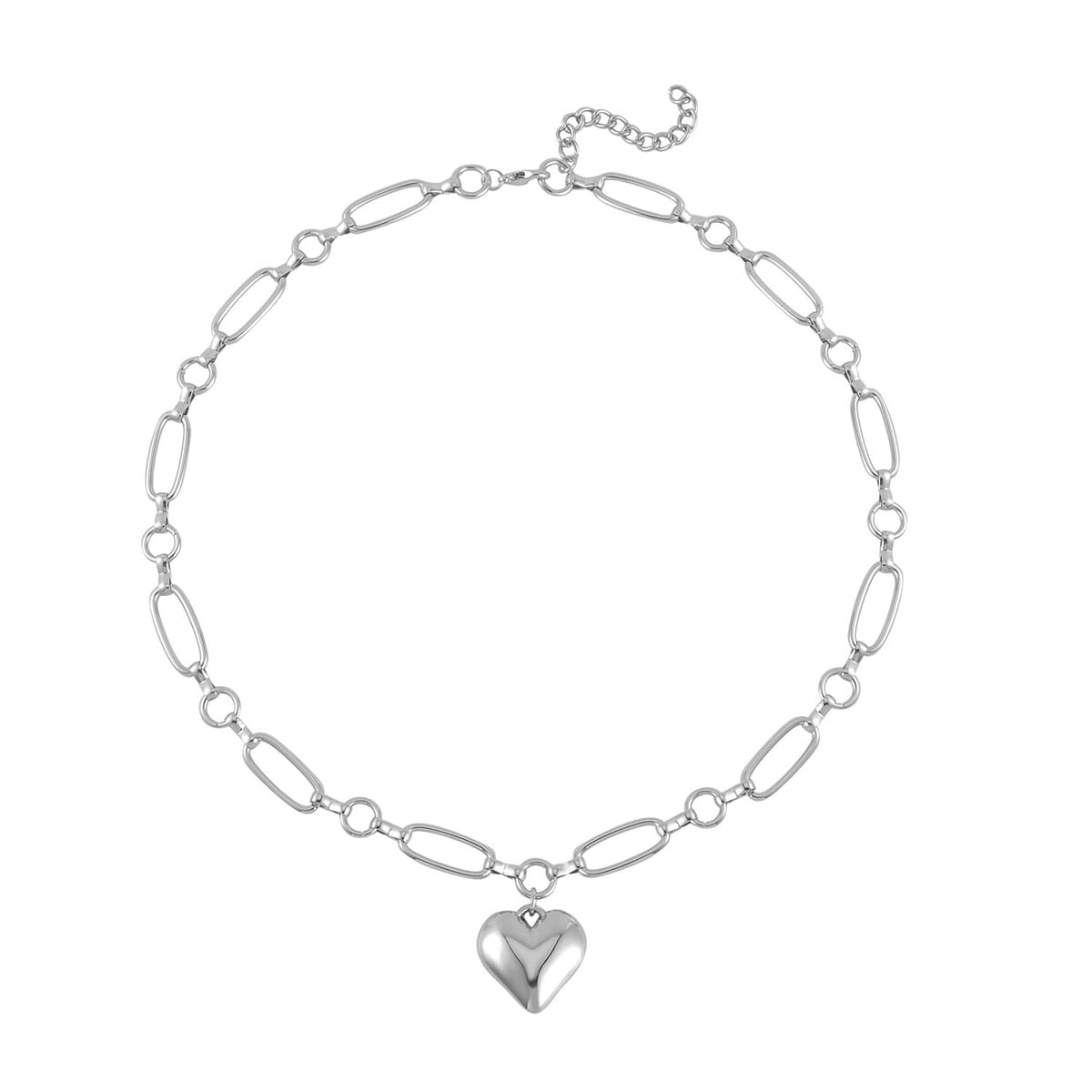 Heart Necklace 20-22 Inches and Earrings and Bracelet (7.50-9.50In) in Silvertone image number 2