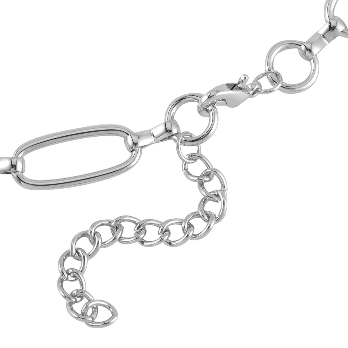 Heart Necklace 20-22 Inches and Earrings and Bracelet (7.50-9.50In) in Silvertone image number 3