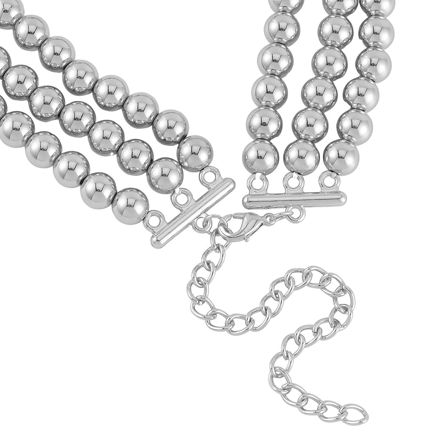 Simulated Pearl Flower Necklace and Bracelet (7-7.5In) and Earrings in Silvertone 16-20 Inches