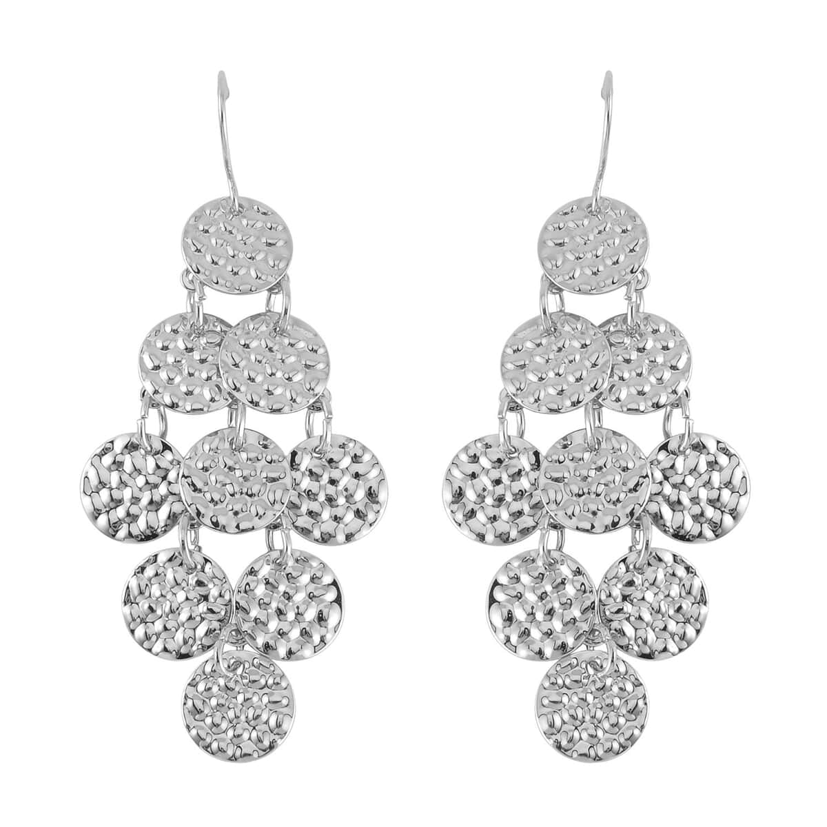 Hammer Textured Necklace 18-22 Inches and Earrings in Silvertone image number 5