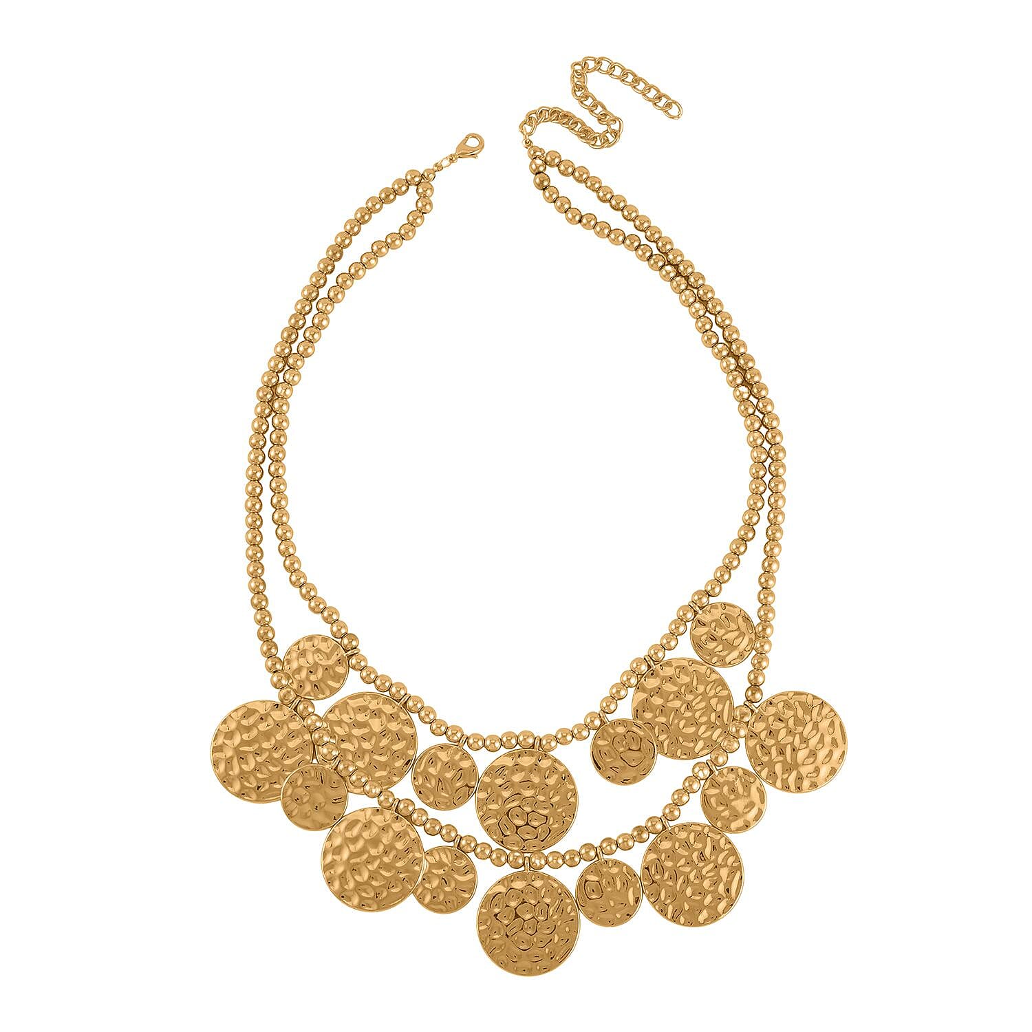 Hammer Textured Necklace 18-22 Inches and Earrings in Goldtone