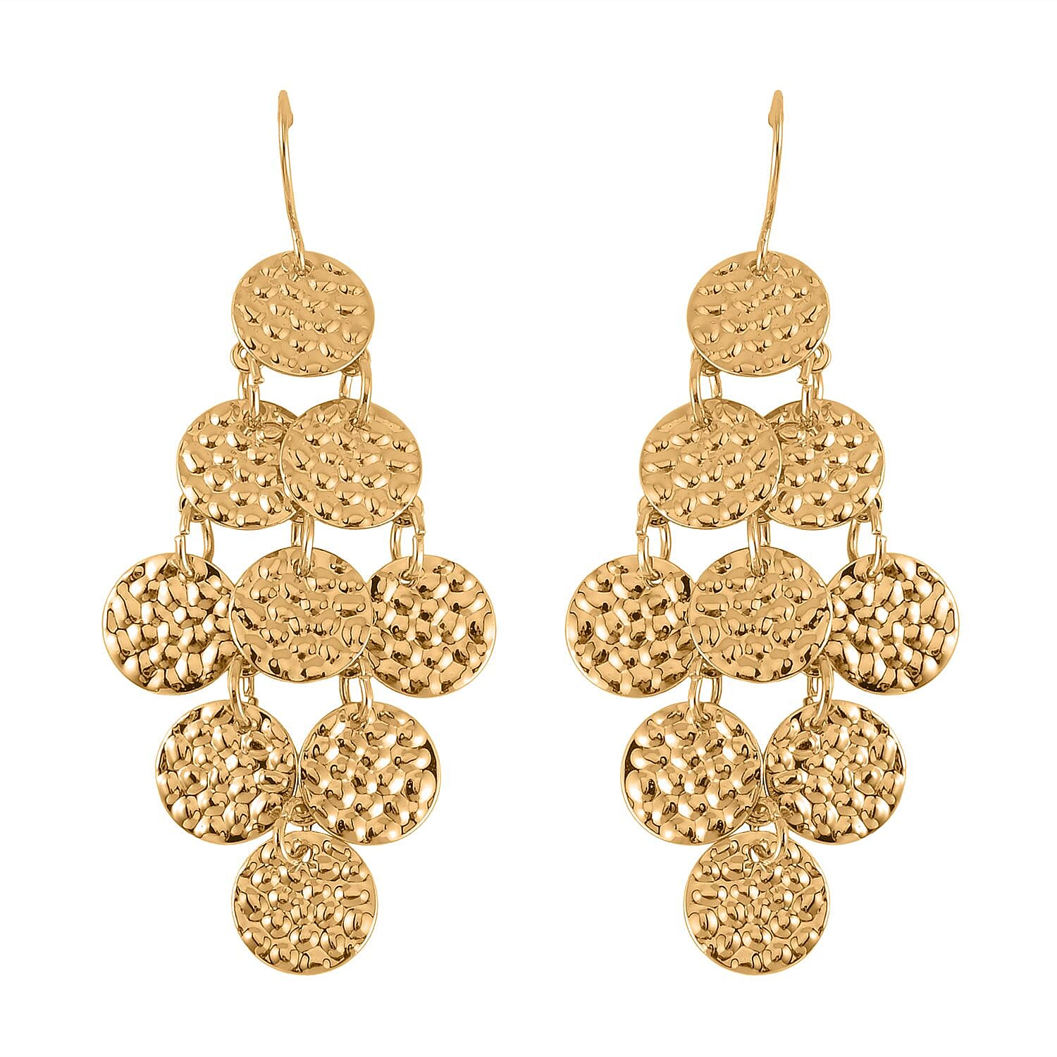 Hammer Textured Necklace 18-22 Inches and Earrings in Goldtone