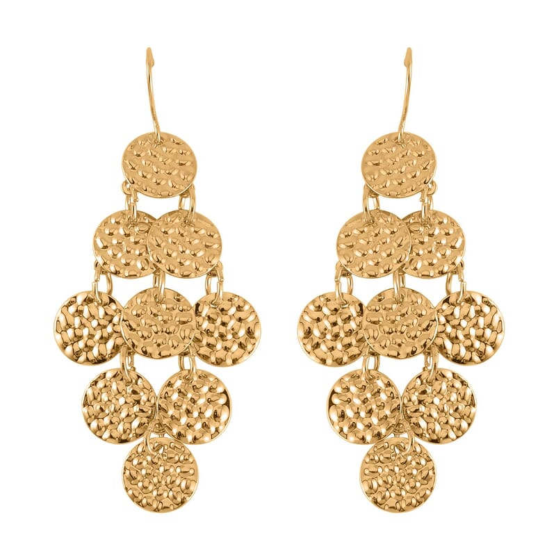 Hammer Textured Necklace 18-22 Inches and Earrings in Goldtone