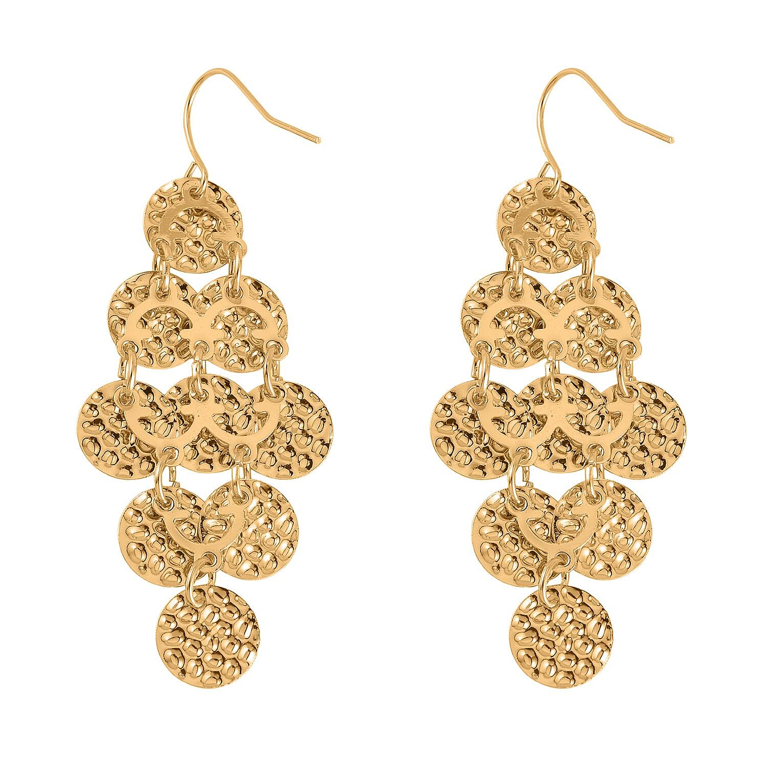 Hammer Textured Necklace 18-22 Inches and Earrings in Goldtone