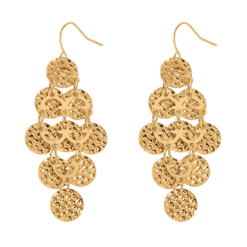 Hammer Textured Necklace 18-22 Inches and Earrings in Goldtone