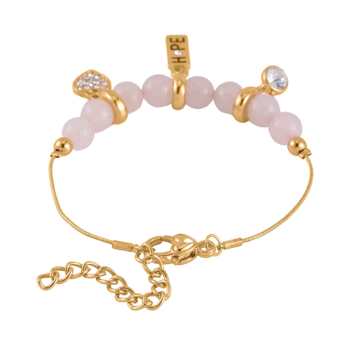 Amethyst, Galilea Rose Quartz and Austrian Crystal Set of 2 Bracelet (7.5-9.5In) in Goldtone 100.00 ctw image number 3