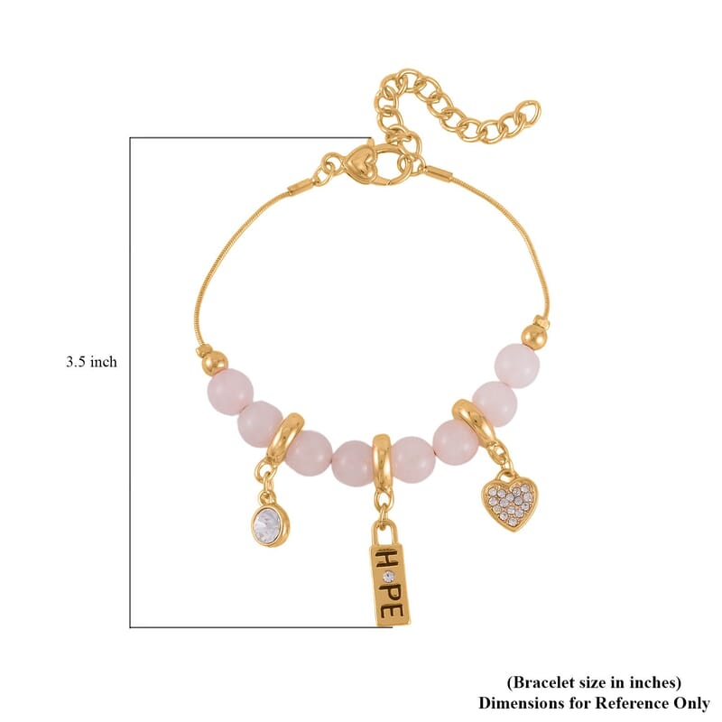 Amethyst, Galilea Rose Quartz and Austrian Crystal Set of 2 Bracelet (7.5-9.5In) in Goldtone 100.00 ctw