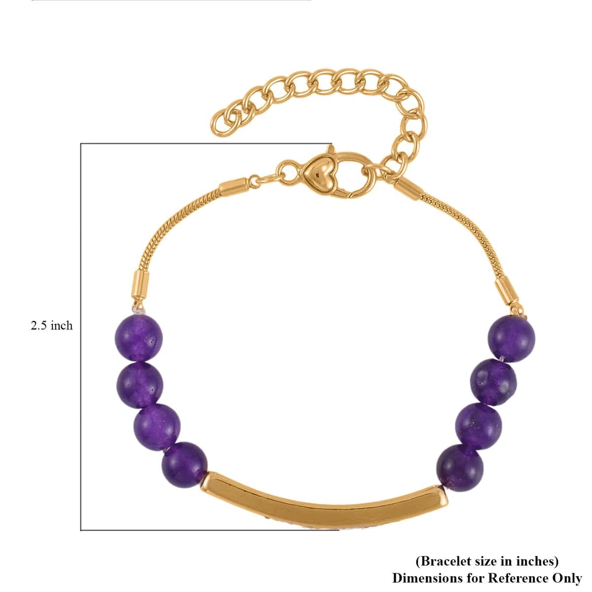 Amethyst, Galilea Rose Quartz and Austrian Crystal Set of 2 Bracelet (7.5-9.5In) in Goldtone 100.00 ctw image number 7