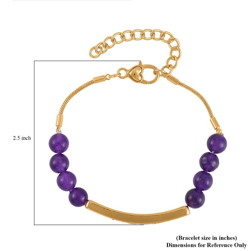 Amethyst, Galilea Rose Quartz and Austrian Crystal Set of 2 Bracelet (7.5-9.5In) in Goldtone 100.00 ctw