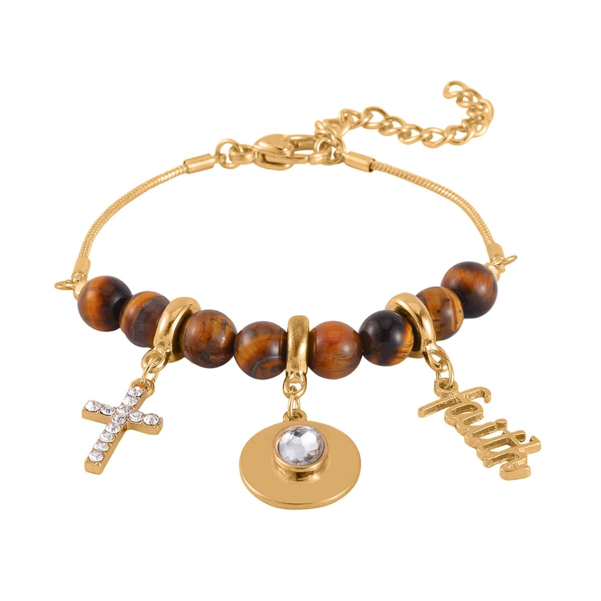 Black Agate, Tiger's Eye and Multi Gemstone Set of 2 Bracelet (7.5-9.5In) in Goldtone 100.00 ctw image number 2