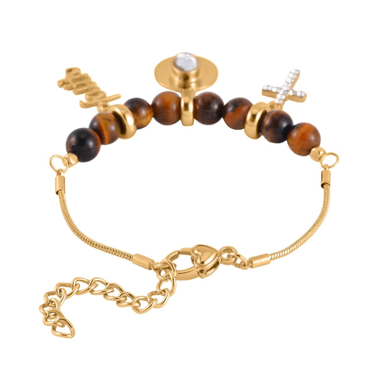 Black Agate, Tiger's Eye and Multi Gemstone Set of 2 Bracelet (7.5-9.5In) in Goldtone 100.00 ctw image number 3