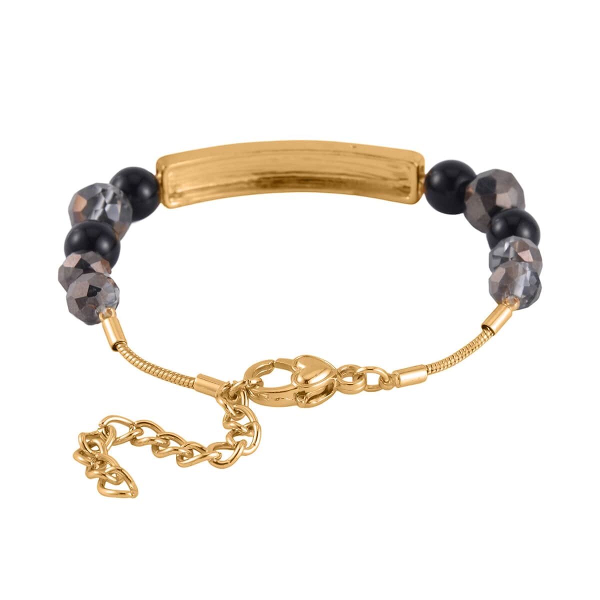 Black Agate, Tiger's Eye and Multi Gemstone Set of 2 Bracelet (7.5-9.5In) in Goldtone 100.00 ctw image number 6