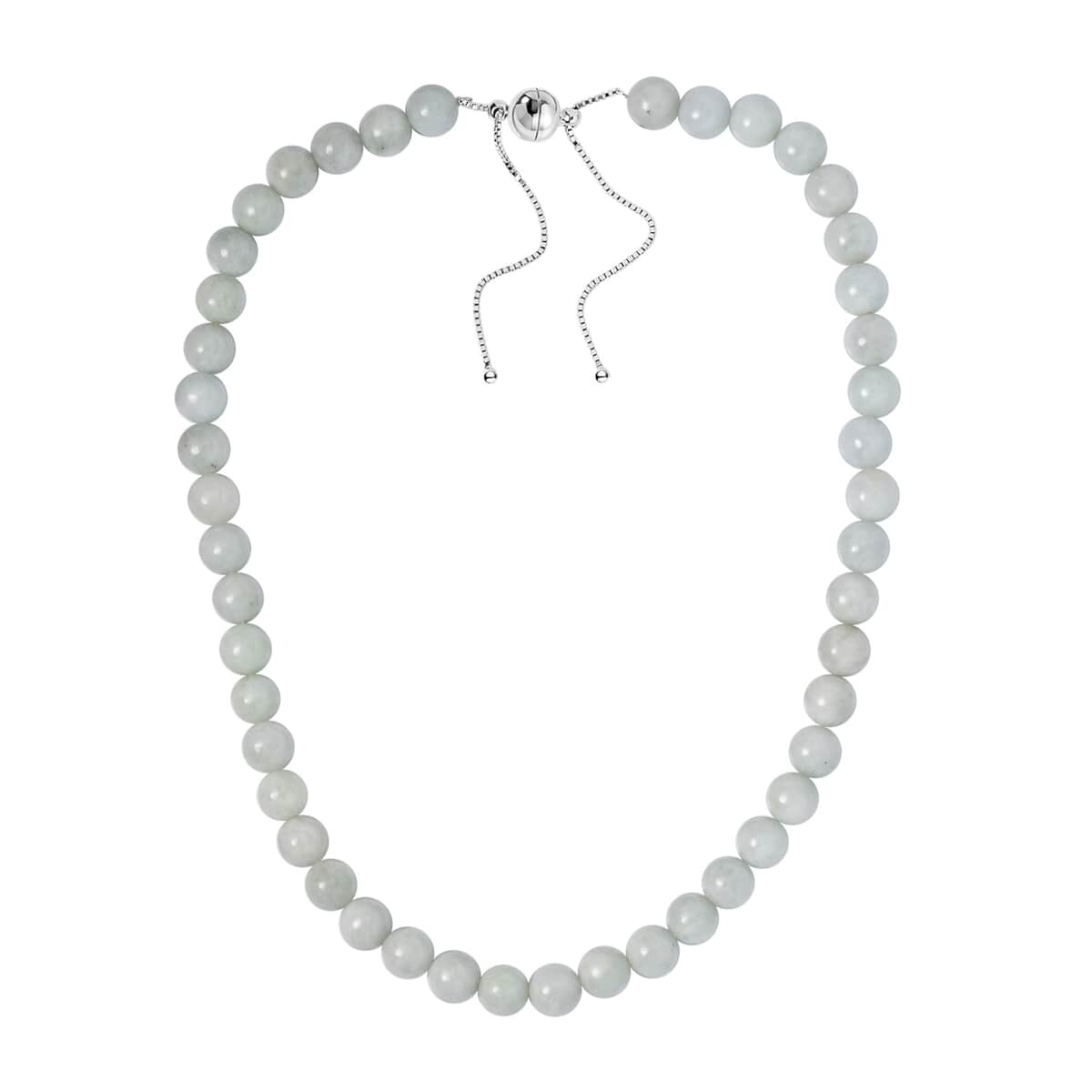 Natural Jade Jewelry Set of Bracelet, Earrings and Necklace, Round Shape Jade Beaded Jewelry Set, Rhodium Over Sterling Silver Jewelry Set, Gifts For Her 540.50 ctw image number 2