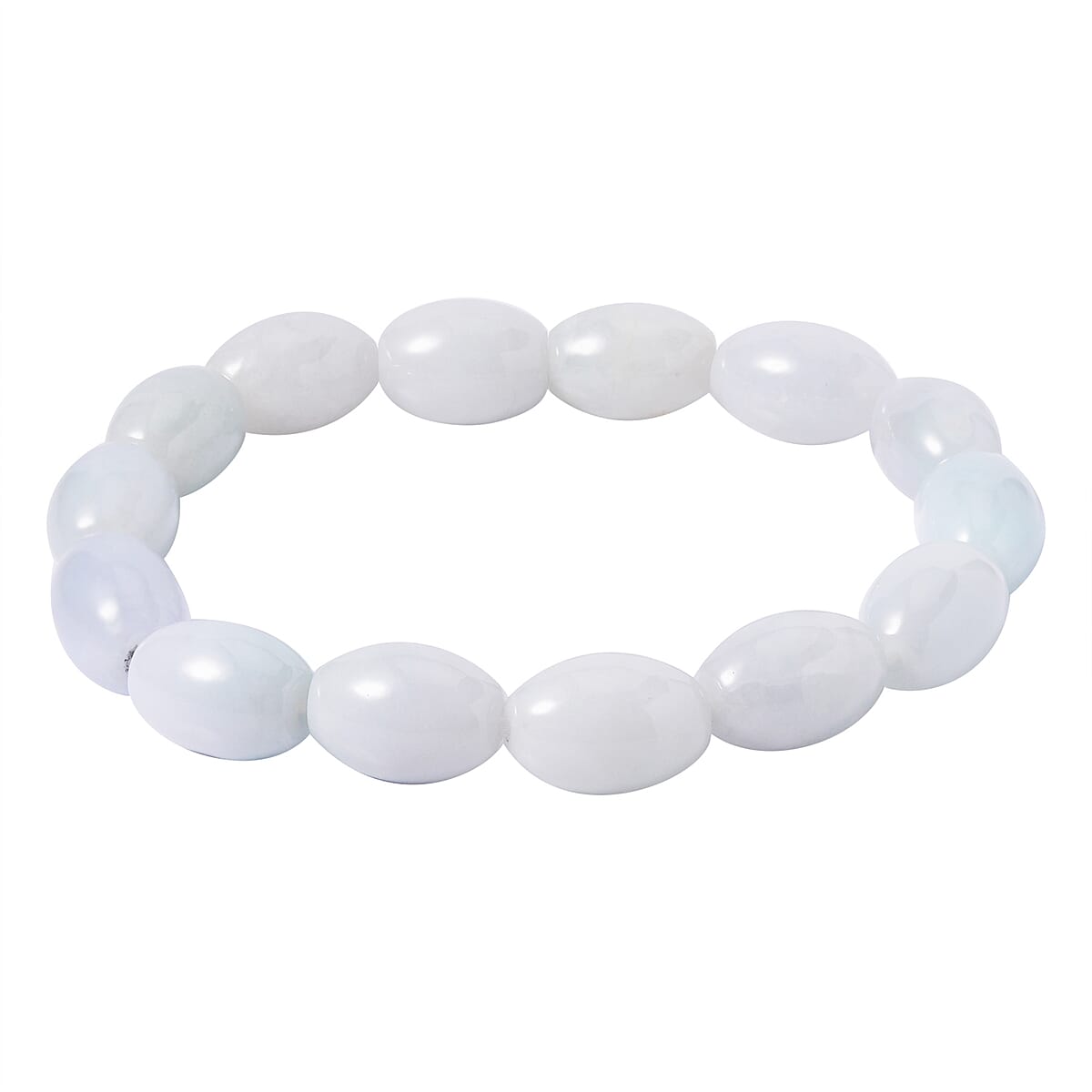 Natural Jade 538.35 ctw Barrel Stretch Bracelet (6.5-7.0In) and Earrings and Necklace 18-22 Inches in Rhodium Over Sterling Silver image number 4