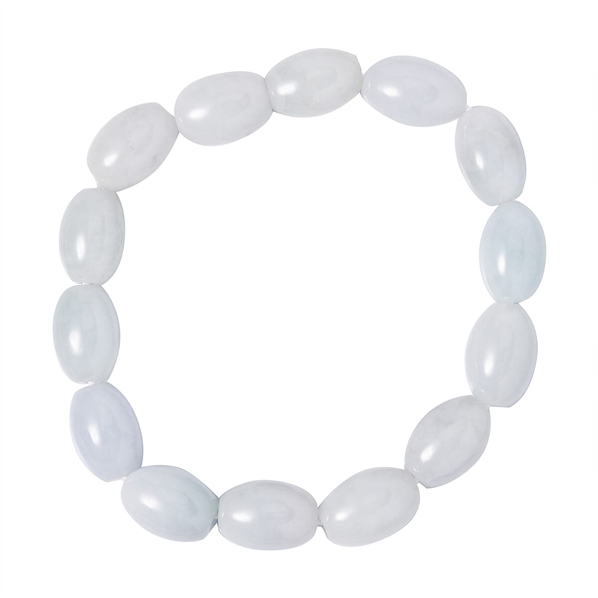 Natural Jade 538.35 ctw Barrel Stretch Bracelet (6.5-7.0In) and Earrings and Necklace 18-22 Inches in Rhodium Over Sterling Silver image number 5
