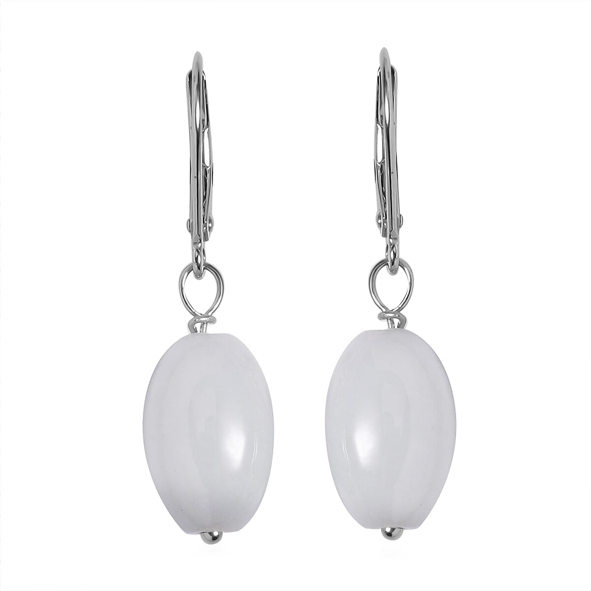 Natural Jade 538.35 ctw Barrel Stretch Bracelet (6.5-7.0In) and Earrings and Necklace 18-22 Inches in Rhodium Over Sterling Silver image number 6