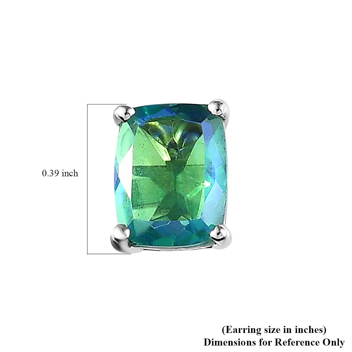 Peacock Quartz (Triplet) Set of 3 Solitaire Stud Earrings in Platinum Over Sterling Silver 15.50 ctw