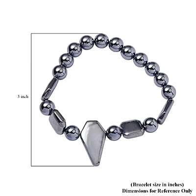 Terahertz 310.65 ctw Beaded Stretch Bracelet and Necklace in Rhodium Over Sterling Silver, Terahertz Hexagon Jewelry Set, Gift For Her 18-20 Inches