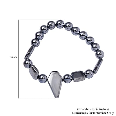 Terahertz 310.65 ctw Beaded Stretch Bracelet and Necklace in Rhodium Over Sterling Silver, Terahertz Hexagon Jewelry Set, Gift For Her 18-20 Inches