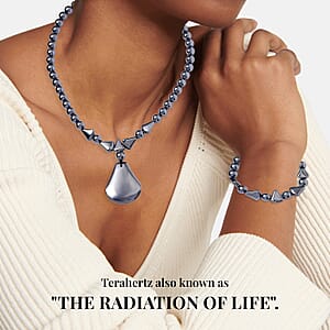 Terahertz 175.10 ctw Beaded Stretch Bracelet and Necklace in Rhodium Over Sterling Silver, Terahertz Fancy Jewelry Set, Gift For Her 18-20 Inches