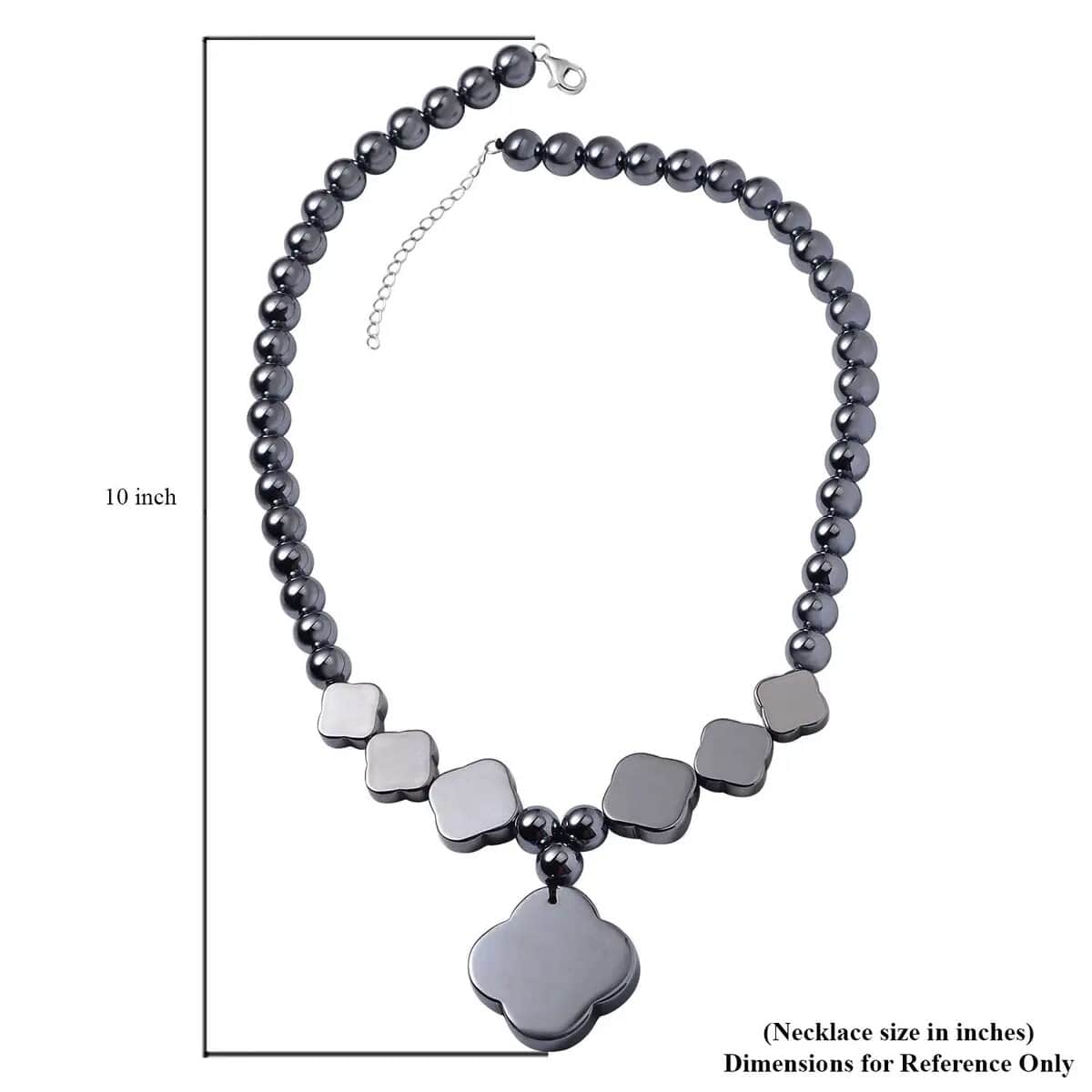 Terahertz Beaded Stretch Bracelet and Necklace 18-20 Inches in Rhodium Over Sterling Silver, Terahertz Clover Jewelry Set, Gift For Her 353.80 ctw image number 5
