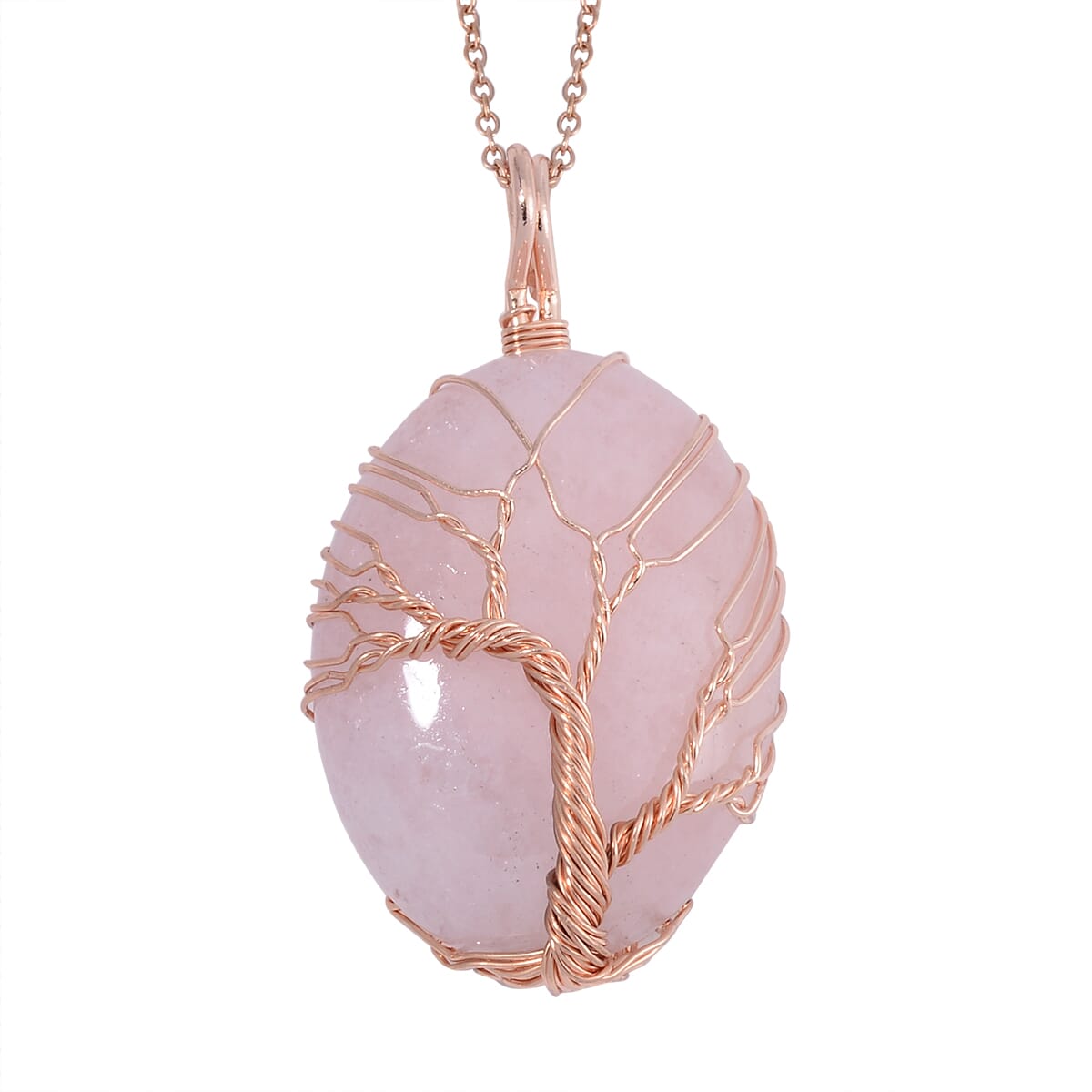 Galilea Rose Quartz Pendant in Rosetone with ION Plated Rose Gold Stainless Steel Necklace 20-22 Inches 50.00 ctw image number 0