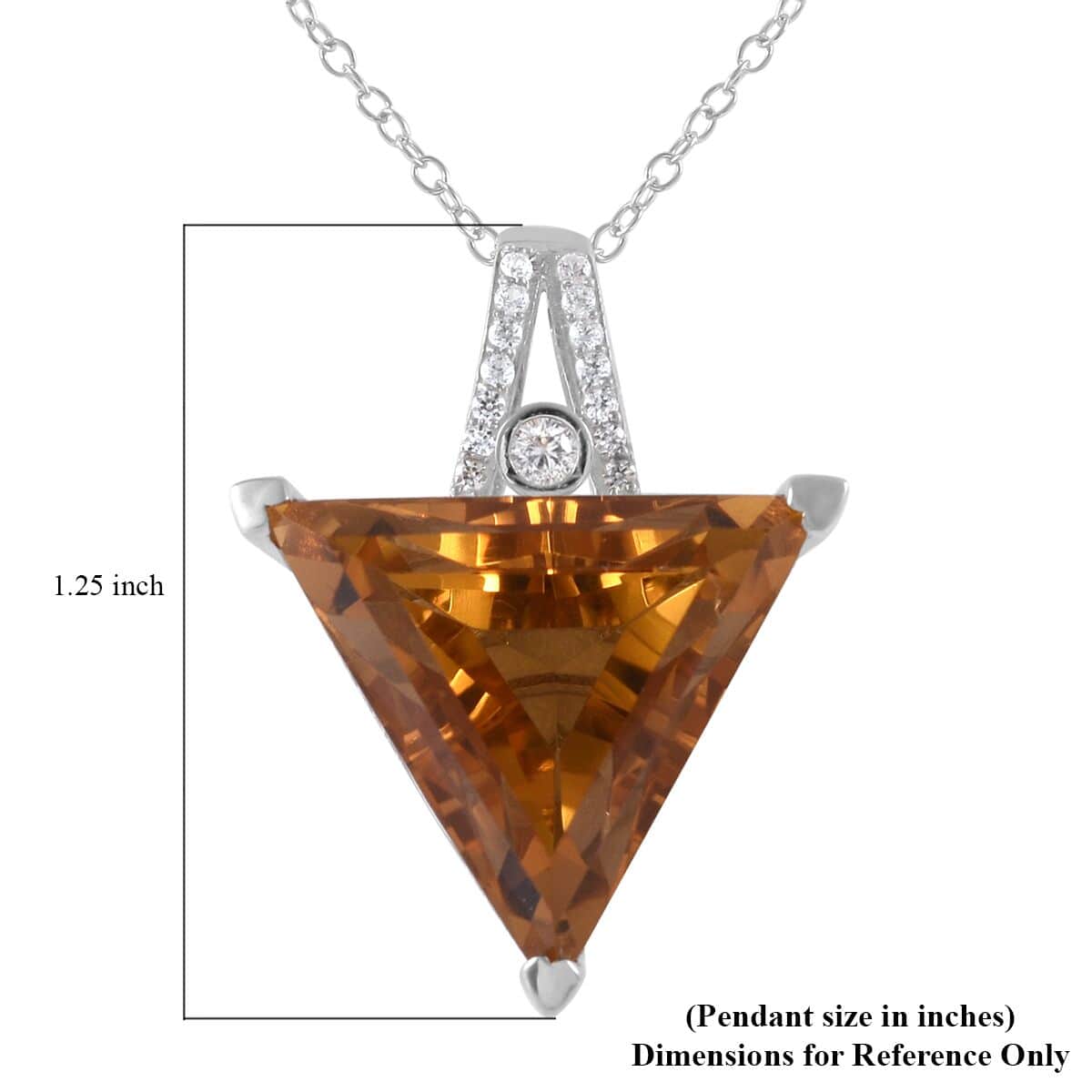 Brazilian Citrine and White Zircon Pendant Necklace 18 Inches in Platinum Over Sterling Silver 17.00 ctw image number 4
