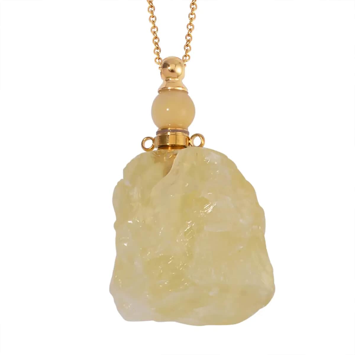 Brazilian Citrine Perfume Bottle Pendant in Goldtone with ION Plated Yellow Gold Stainless Steel Necklace 18-20 Inches 100.00 ctw image number 0
