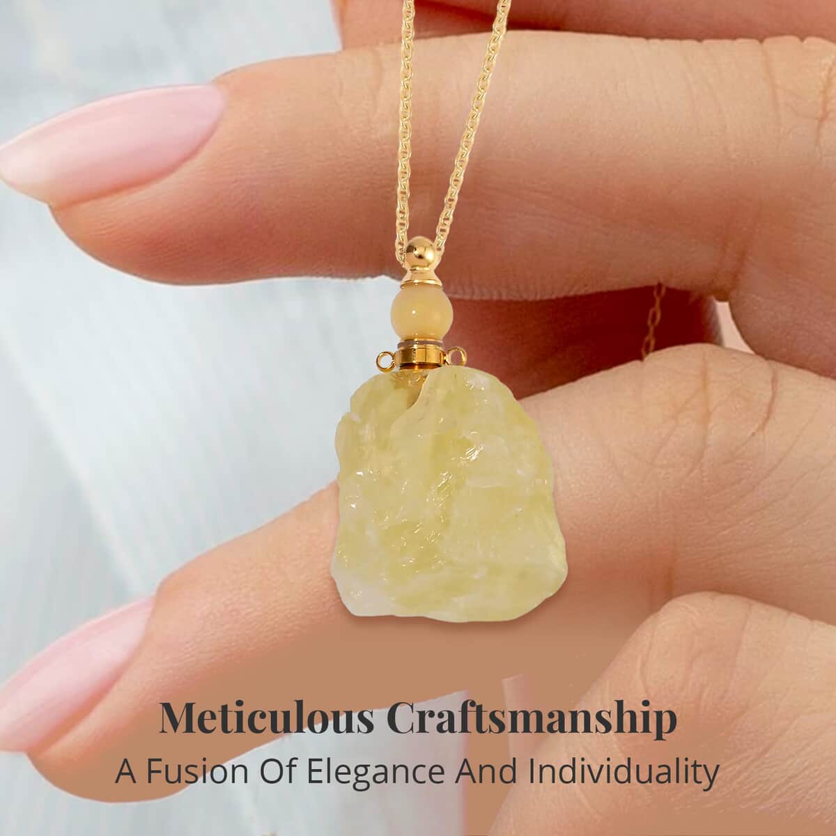 Brazilian Citrine Perfume Bottle Pendant in Goldtone with ION Plated Yellow Gold Stainless Steel Necklace 18-20 Inches 100.00 ctw image number 3