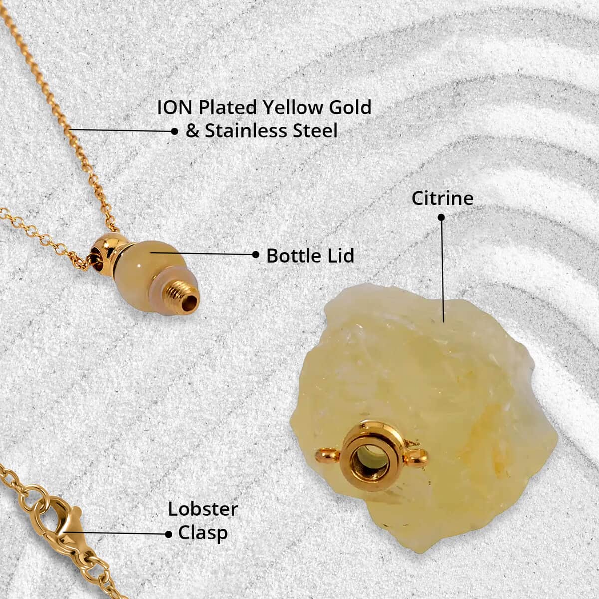 Brazilian Citrine 100.00 ctw Perfume Bottle Pendant in Goldtone with ION Plated Yellow Gold Stainless Steel Necklace 18-20 Inches image number 4