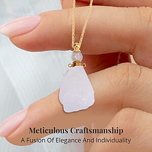 White Crystal Quartz 100.00 ctw Perfume Bottle Pendant in Goldtone with ION Plated Yellow Gold Stainless Steel Necklace 18-20 Inches