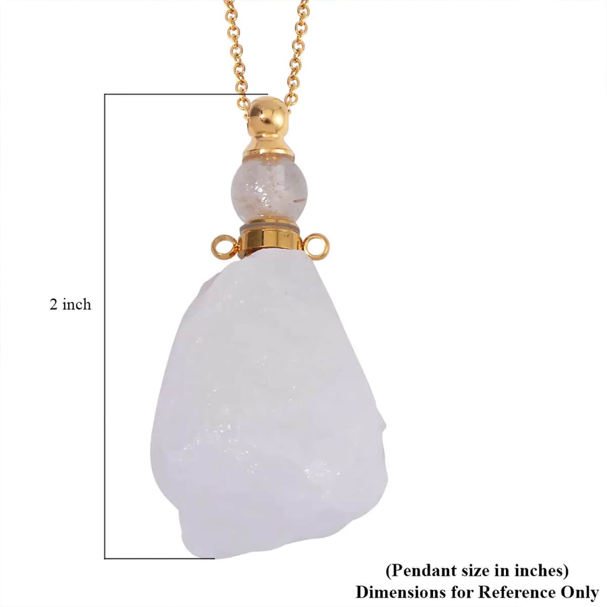 White Crystal Quartz 100.00 ctw Perfume Bottle Pendant in Goldtone with ION Plated Yellow Gold Stainless Steel Necklace 18-20 Inches image number 6