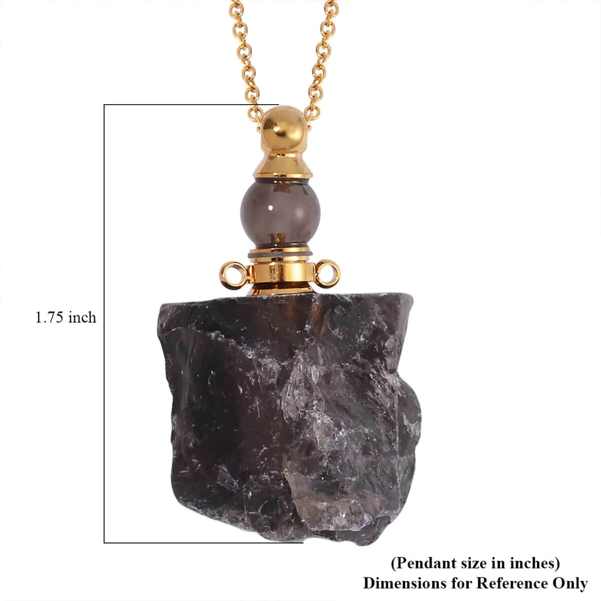 Brazilian Smoky Quartz 100.00 ctw Perfume Bottle Pendant in Goldtone with ION Plated Yellow Gold Stainless Steel Necklace 18-20 Inches image number 6