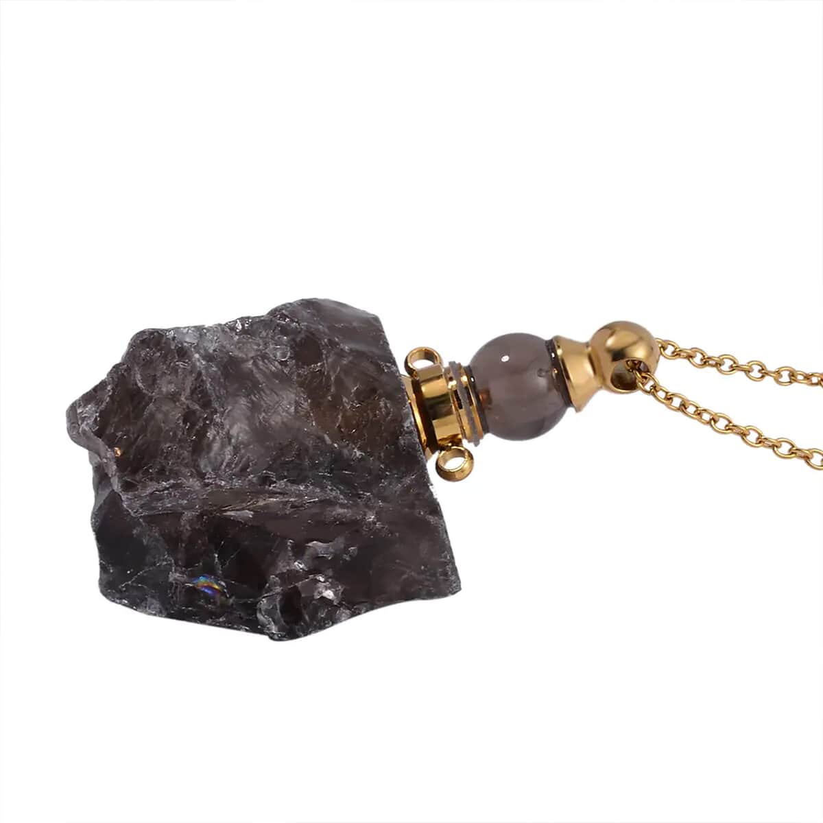 Brazilian Smoky Quartz 100.00 ctw Perfume Bottle Pendant in Goldtone with ION Plated Yellow Gold Stainless Steel Necklace 18-20 Inches image number 8