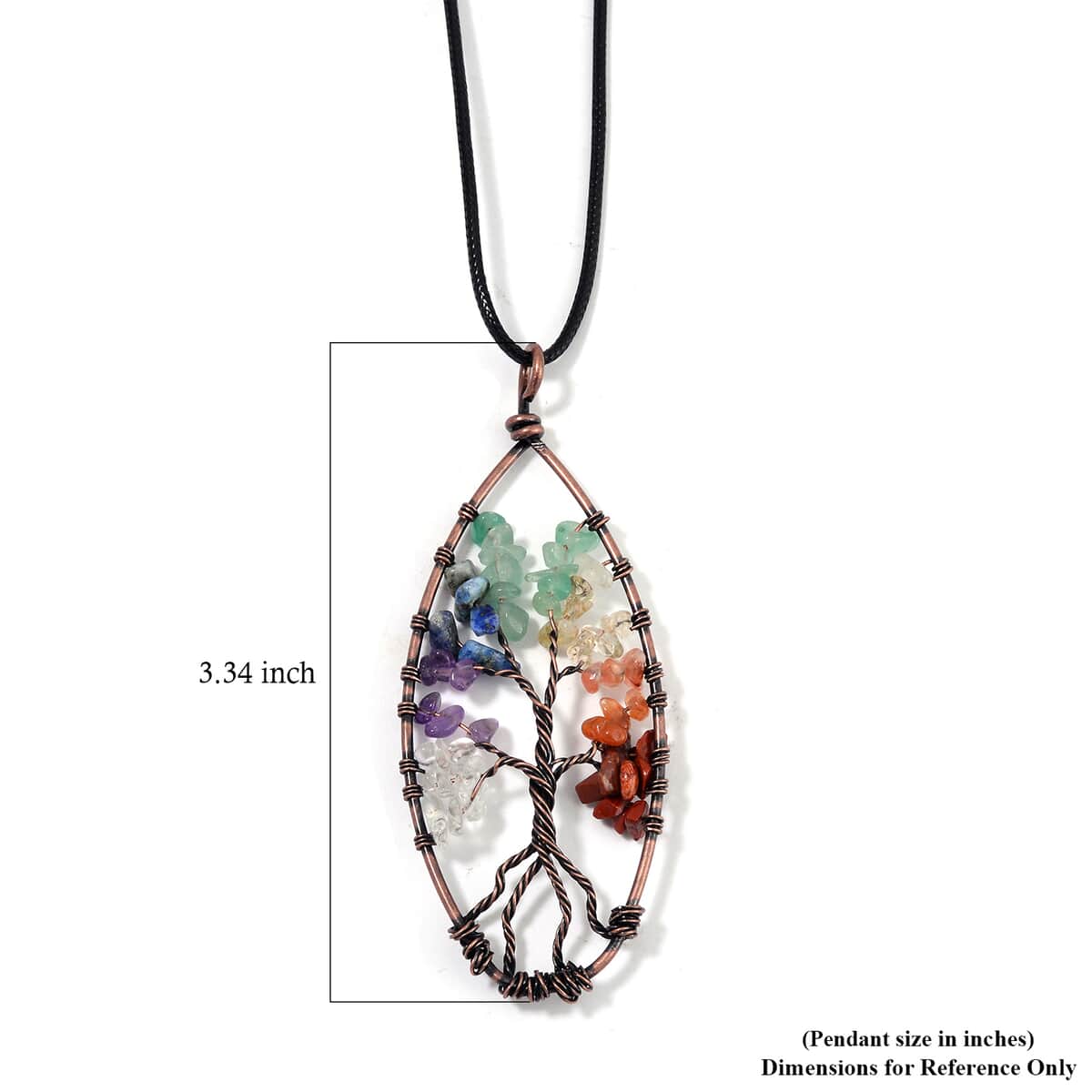 Galilea Rose Quartz, Multi Gemstone and Aquamarine Tree of Life Pendant in Rosetone with Leather Necklace 24 Inches 45.00 ctw image number 5