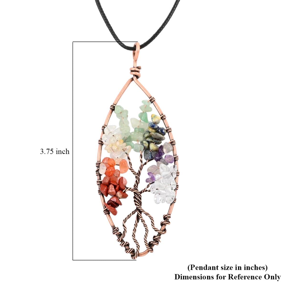 Galilea Rose Quartz, Multi Gemstone and Aquamarine Tree of Life Pendant in Rosetone with Leather Necklace 24 Inches 45.00 ctw image number 6