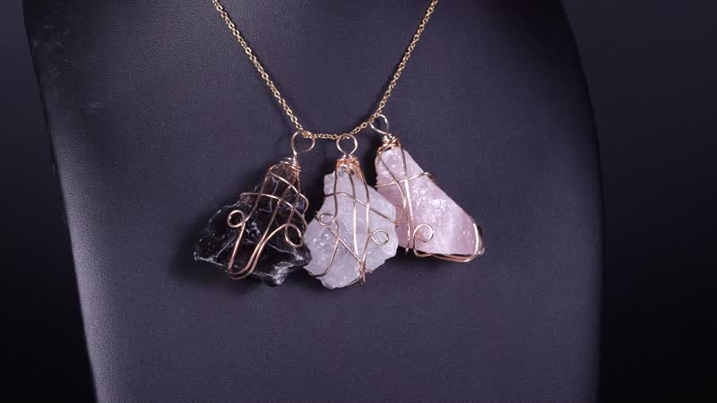Galilea Rose Quartz, Brazilian Smoky Quartz and White Crystal Quartz Pendant in Goldtone with ION Plated Yellow Gold Stainless Steel Necklace 20-22 Inches 294.00 ctw